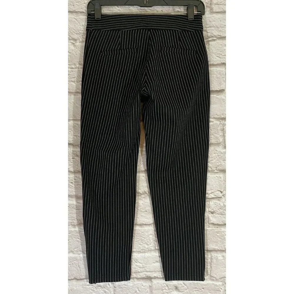 Betabrand XS S-Petite Pinstripe Ankle Zipper Cropped Trouser Pants Pockets 9239